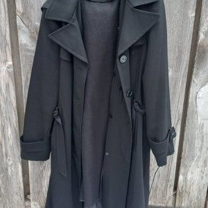 Fleet Street Hooded Black Trench Coat with belt